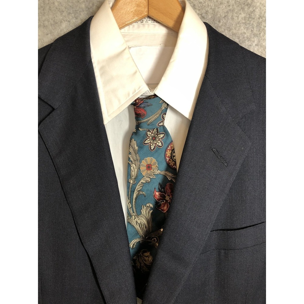 Oxxford Clothes Suit Jacket Mens 40R Blue Wool Super 120s Notch Lapel USA